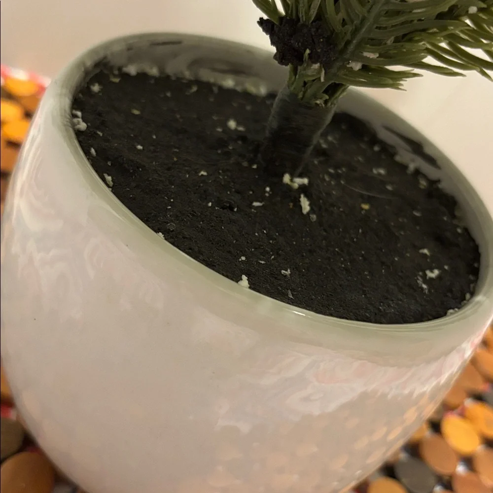 Threshold 31” Faux Pine Tree with Light Flocking/Snow in Cream Pot
